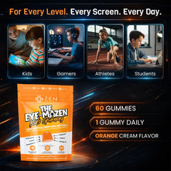 Zen Nutrients EyeMazen kids studying desk shows screen-time eye support.