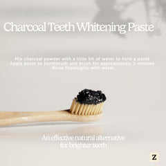 Zen Principle activated charcoal powder USA-made label underscores quality and ethical sourcing.