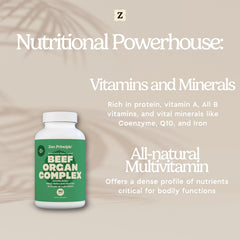 Zen Principle beef spleen desiccated: trace minerals and vitamins for daily support.