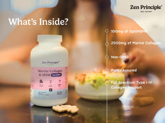 Zen Principle capsules close-up showcasing non-GMO blend for daily wellness.