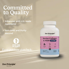 Zen Principle with a glass of water illustrating easy daily collagen intake.