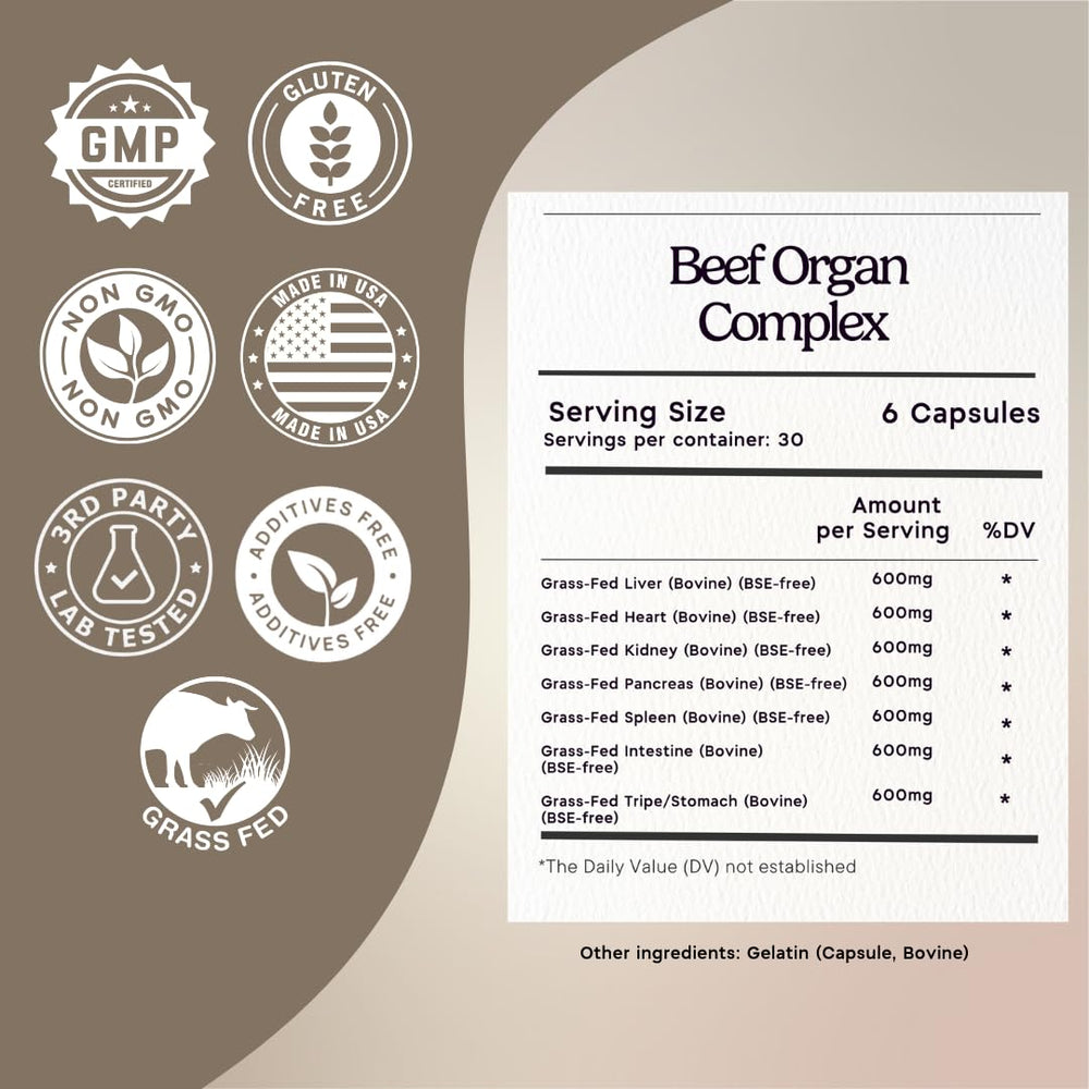 Zen Principle desiccated liver capsules closeup supporting iron intake and overall nourishment.