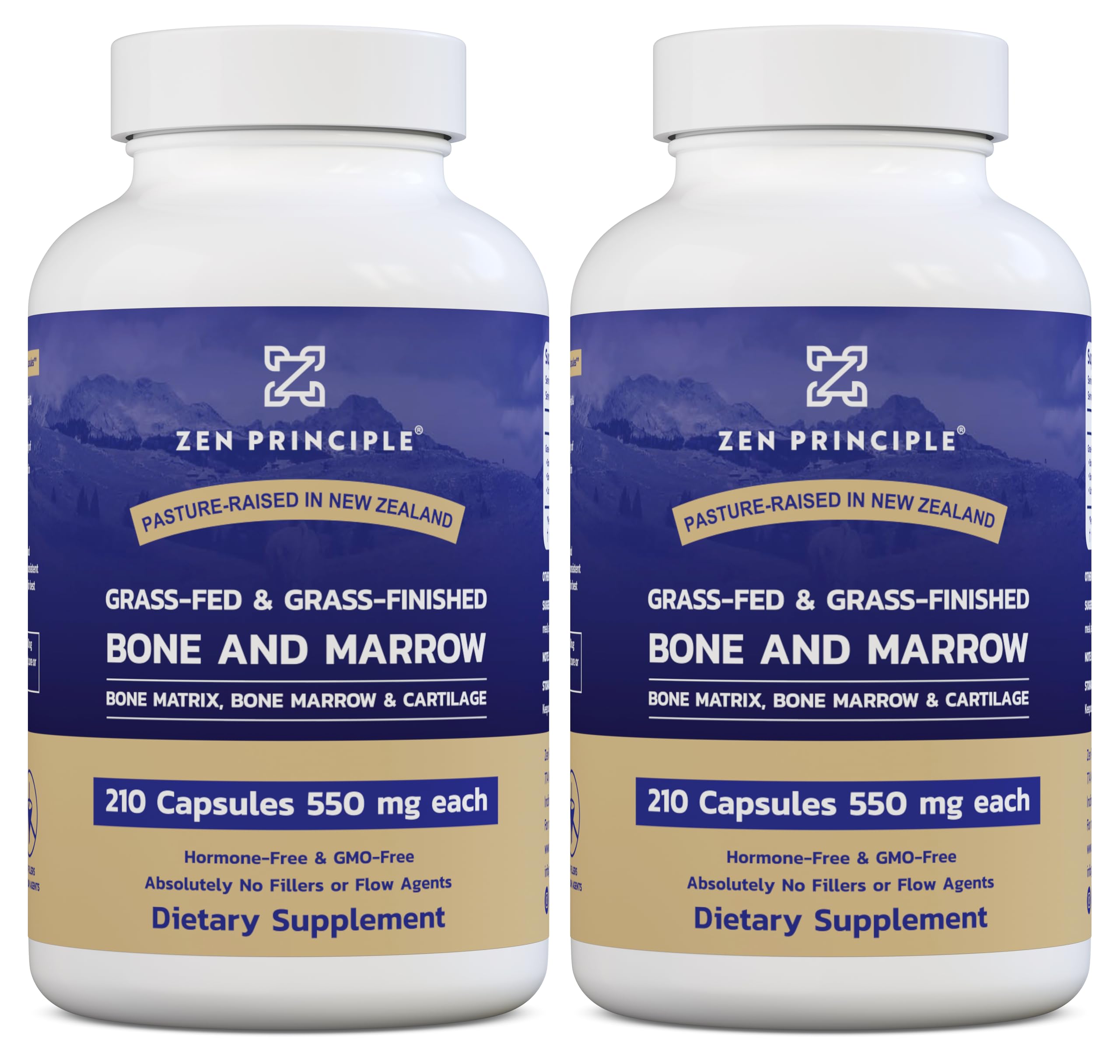Zen Principle bone marrow capsules on a clean surface for everyday joint and vitality support.