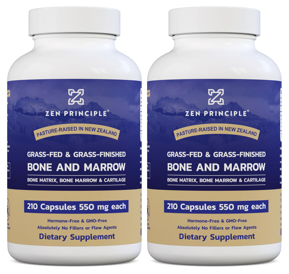 Zen Principle bone marrow capsules on a clean surface for everyday joint and vitality support.