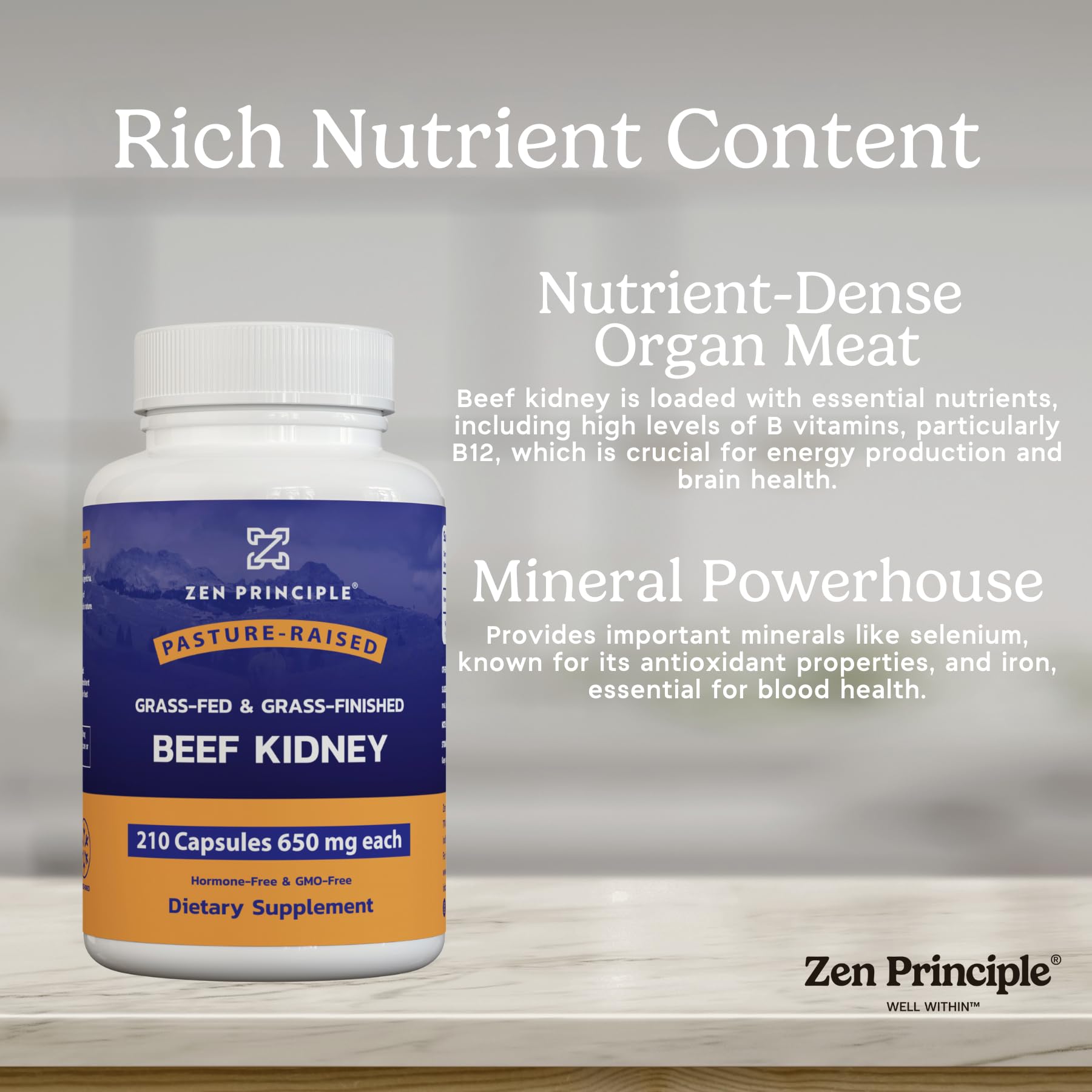 Zen Principle pour shot demonstrates convenient serving and hydration when taking capsules.