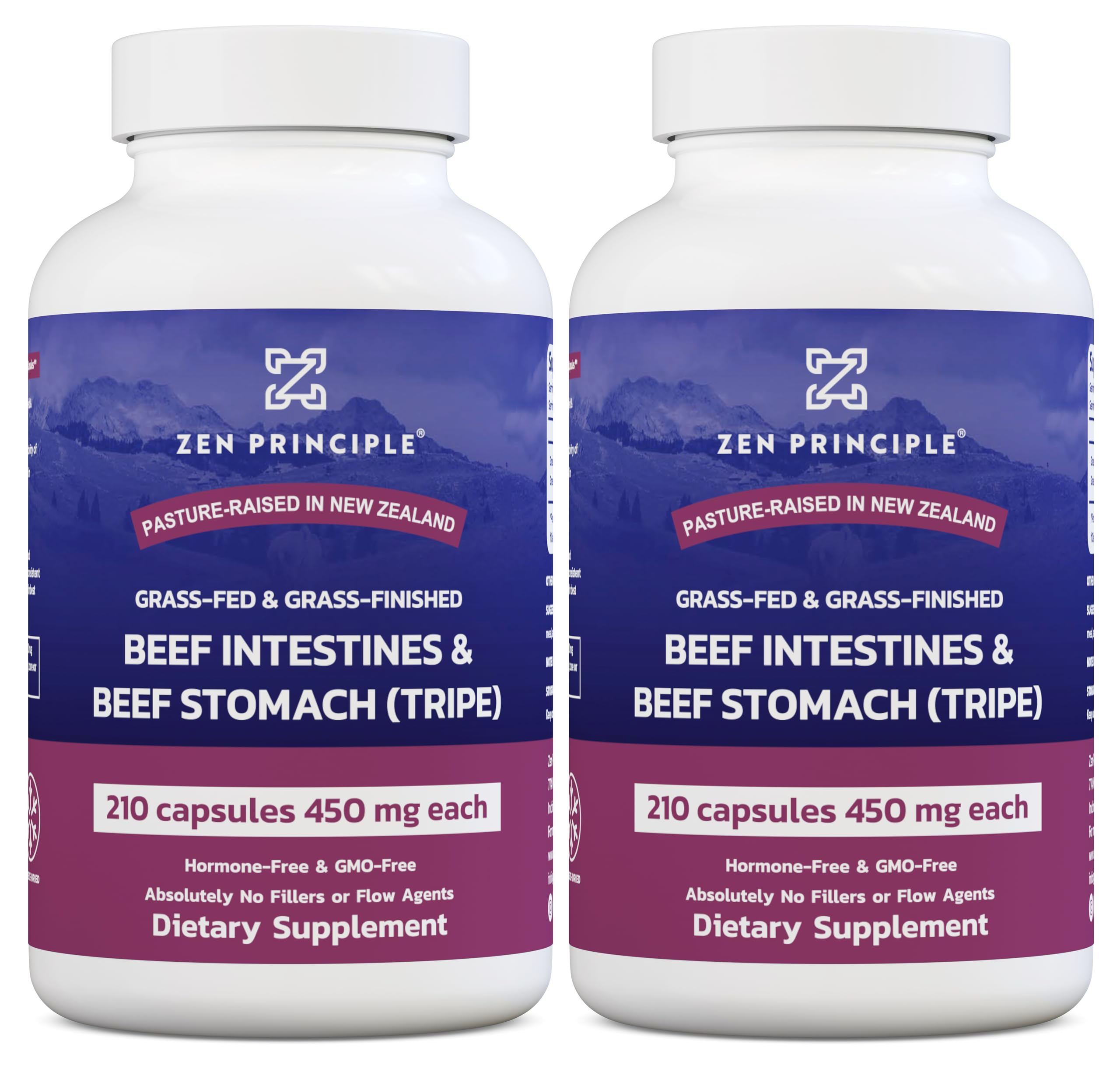 Zen Principle grass-fed beef tripe capsules bottle for gut support