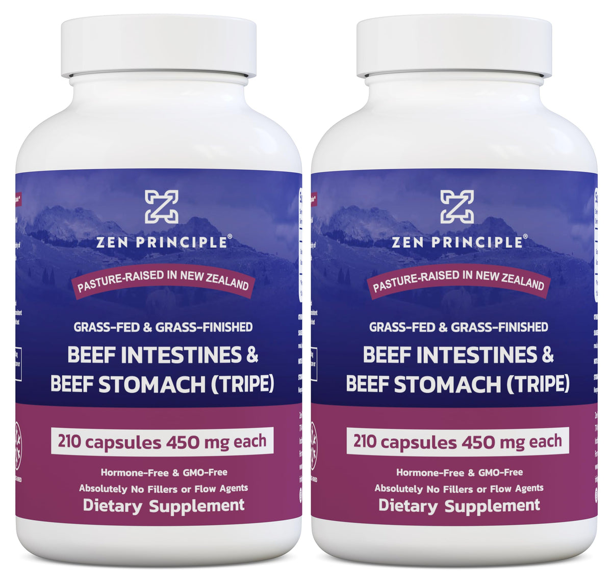 Zen Principle grass-fed beef tripe capsules bottle for gut support