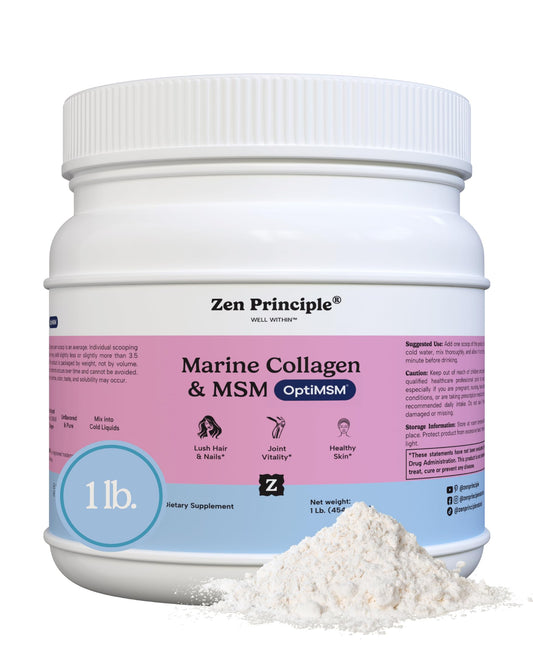 Zen Principle hydrolyzed collagen bottle for daily skin support