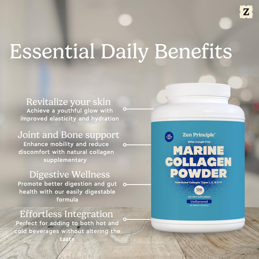 Zen Principle unflavored powder ready to mix into coffee, smoothies, or soups