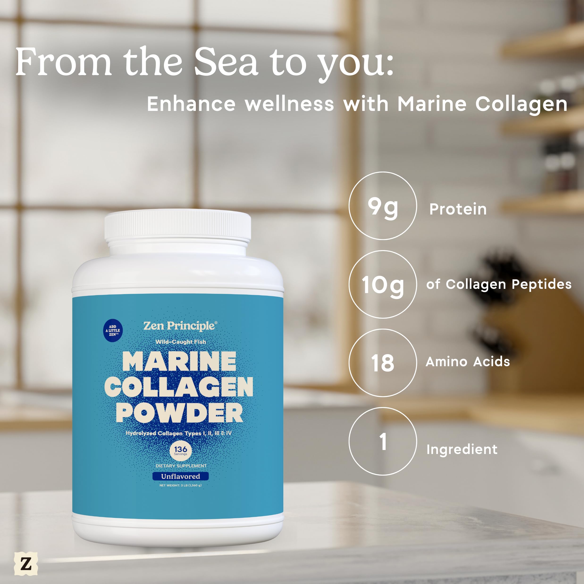 Wild-caught fish source from North Atlantic used in Zen Principle marine collagen