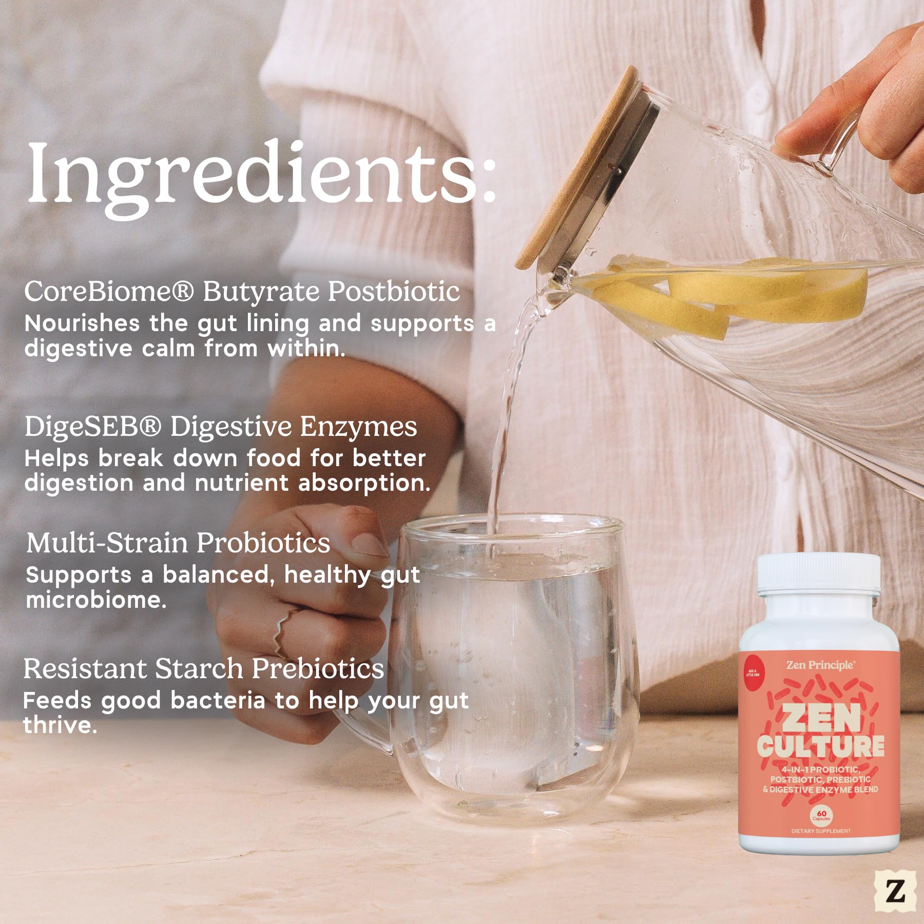 Zen Principle Zenculture digestive enzymes icon suggesting aided nutrient breakdown