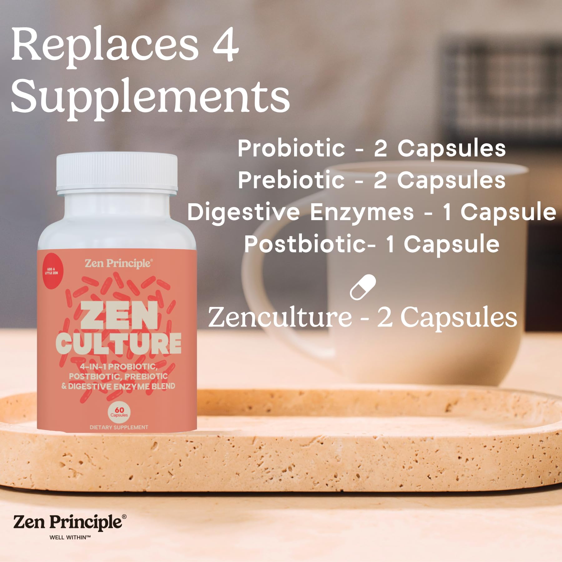 Zen Principle Zenculture prebiotic starch graphic fueling beneficial gut microbes