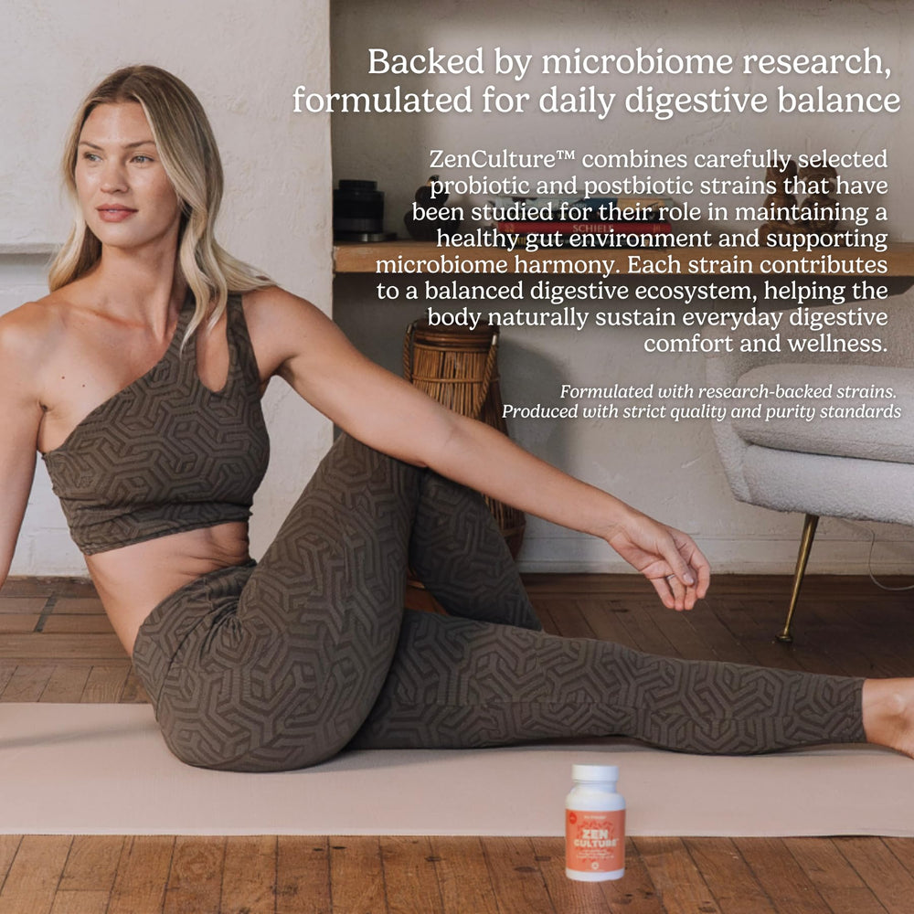Zen Principle Zenculture probiotic strains illustration showing microbiome diversity