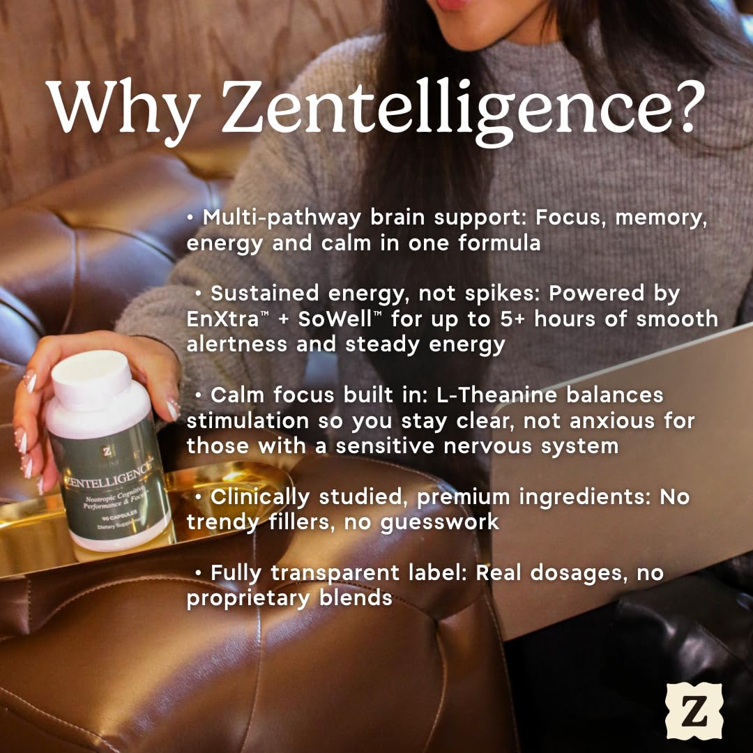 Zen Principle Zentelligence lion's mane capsule suggests memory support for recall tasks.