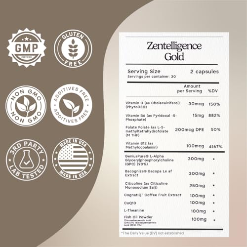 Zen Principle Zentelligence Gold capsules shown for daily cognitive support