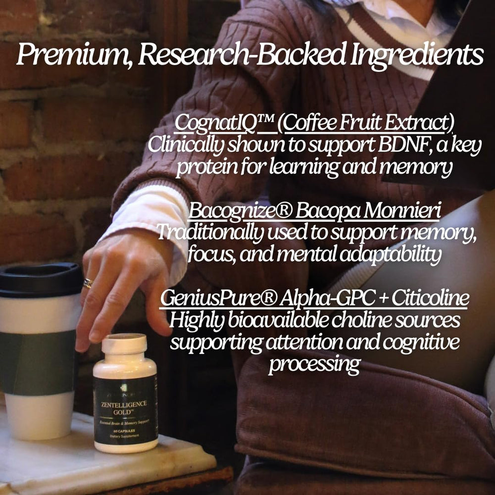 Zen Principle Zentelligence Gold ingredient panel reveals CognatIQ and Bacognize