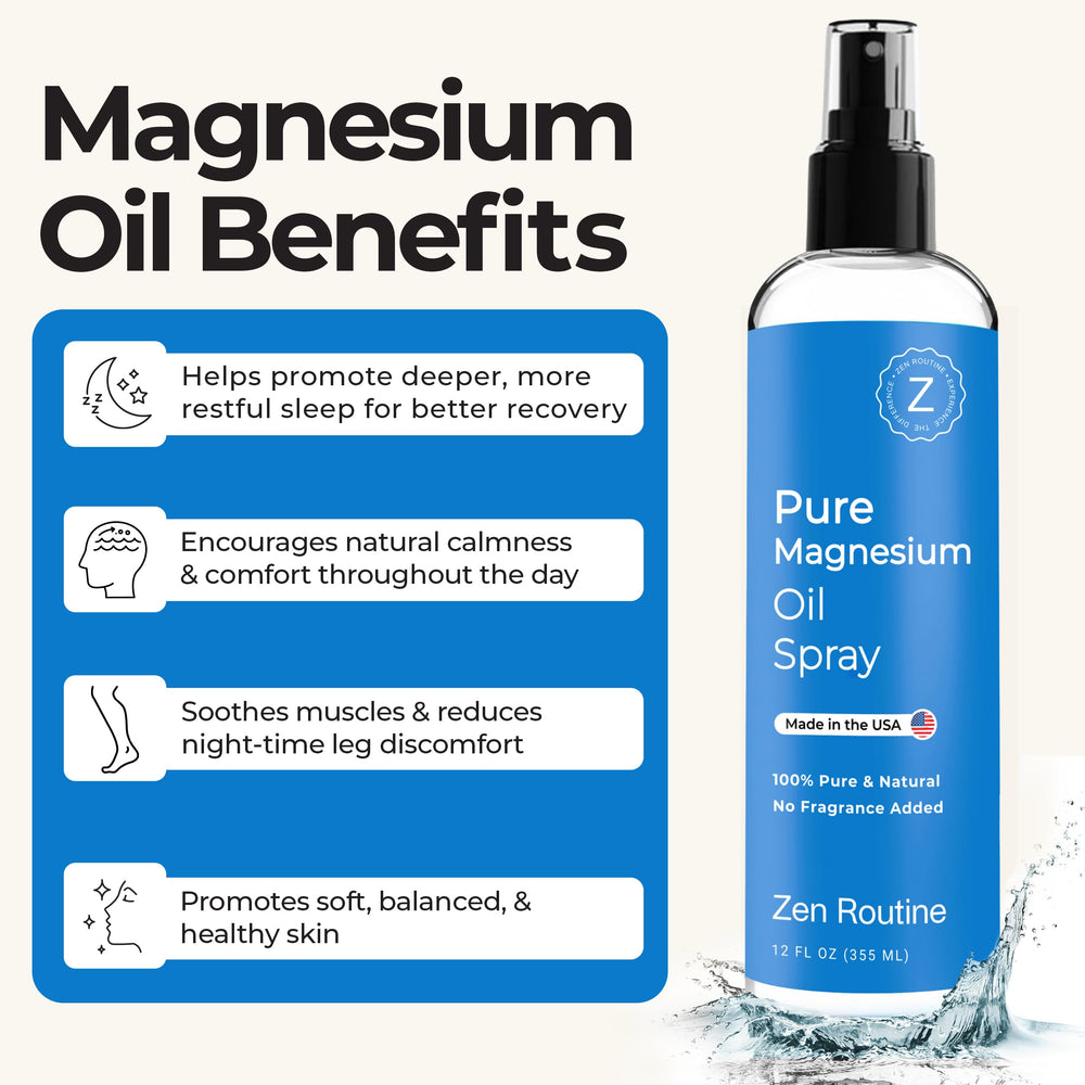 Zen Routine magnesium oil spray versatile for full-body use
