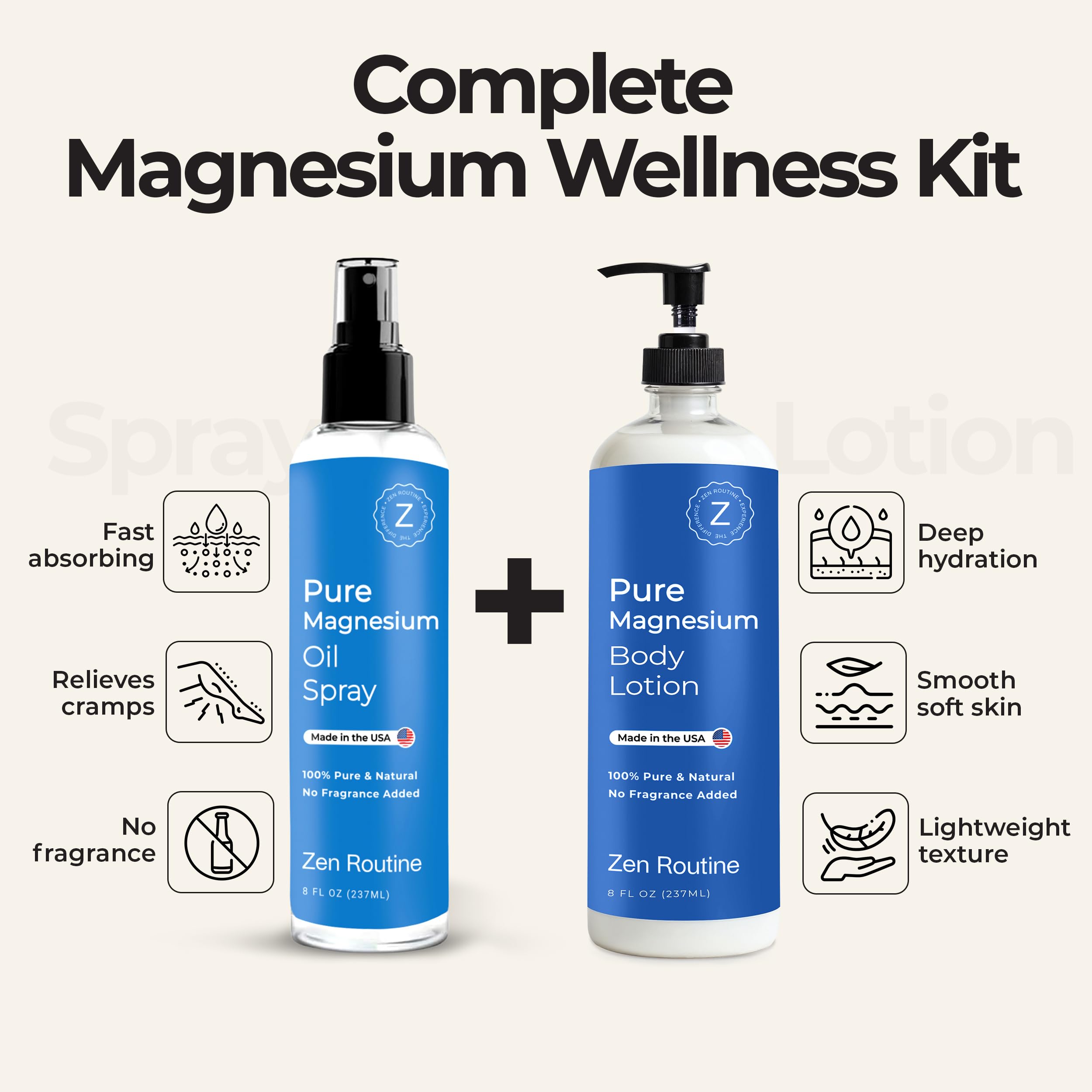 Zen Routine magnesium spray application on foot for quick soothing.