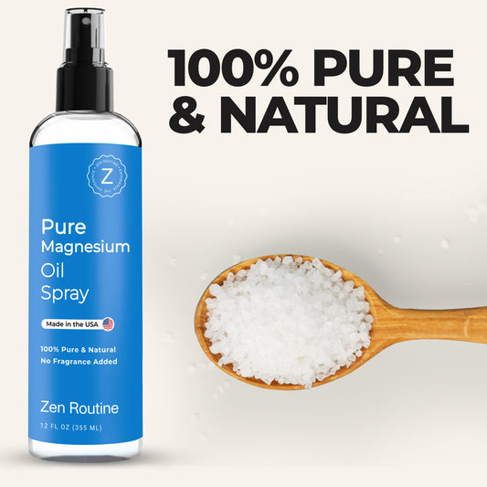 Two Zen Routine magnesium oil spray bottles in package for convenient buy