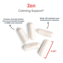 Zen serving image shows 30 servings per bottle for reliable daily routine