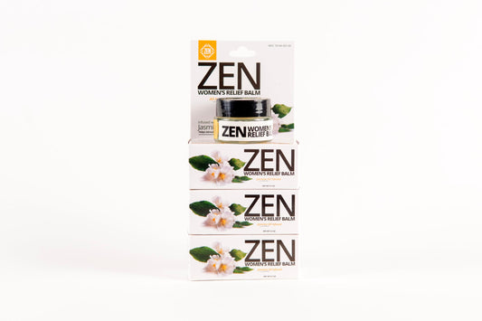 ZEN Women’s Relief Balm application on skin shows quick absorption and a non-greasy finish.