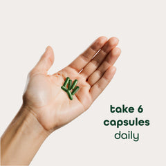 Zena Nutrition 180-capsules bottle showcased beside fruits and greens