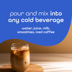 Zena Nutrition colostrum powder in cold beverages for versatile mixing
