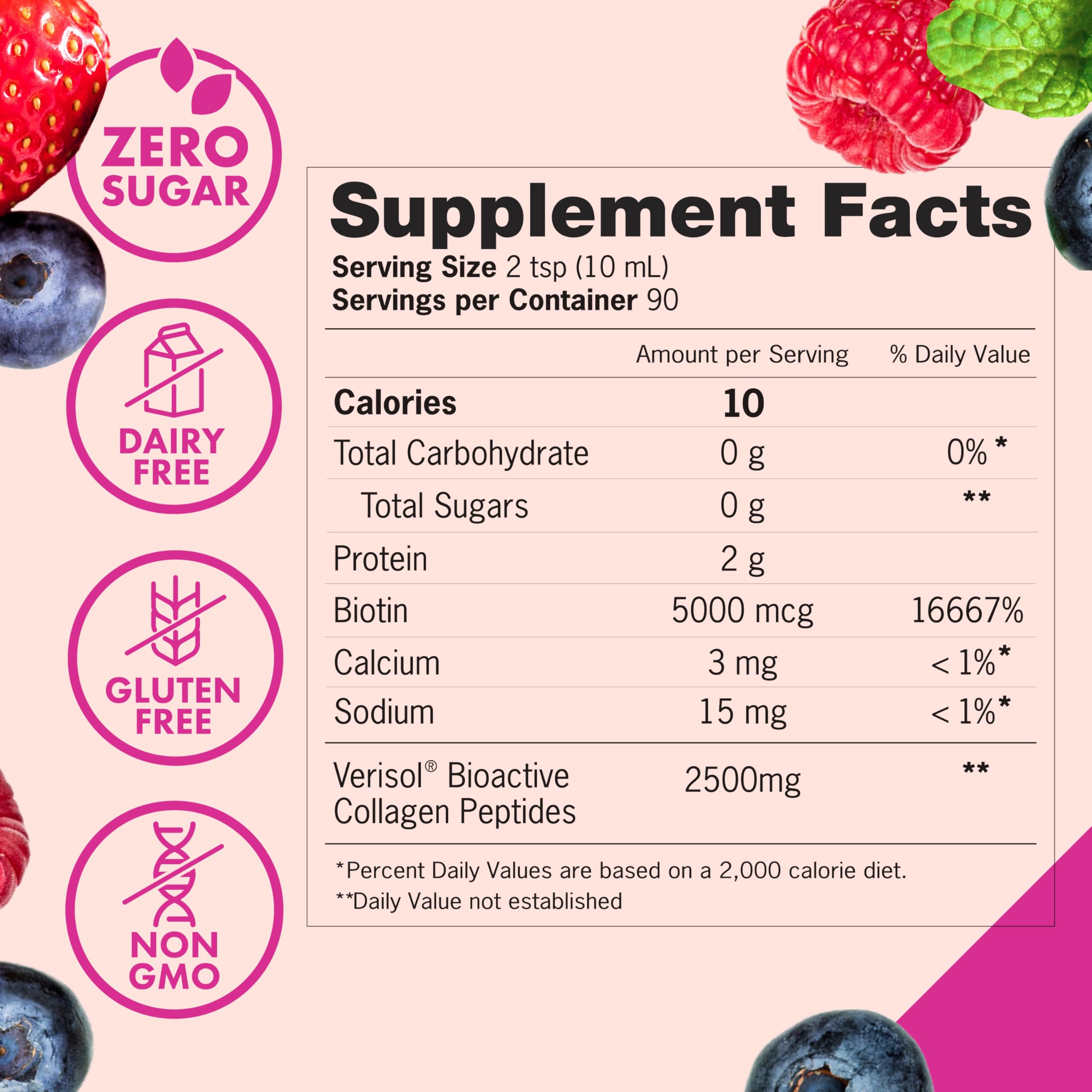 Zena Nutrition liquid collagen bottle beside smoothie to illustrate easy mix-in option.