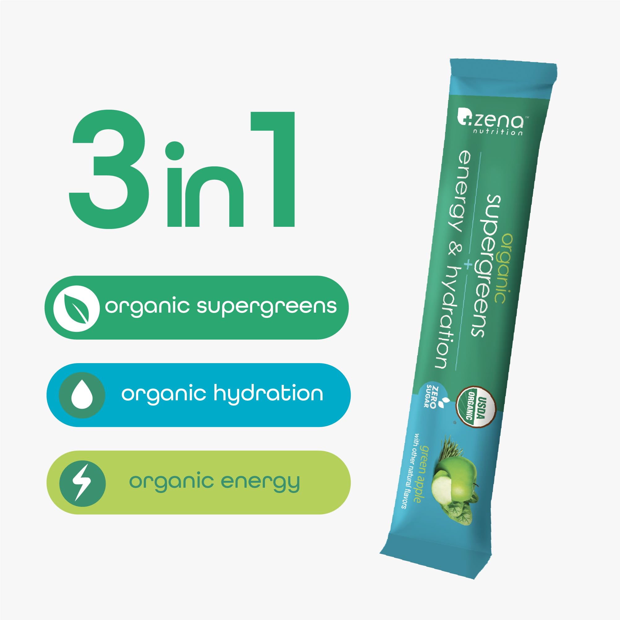 Stick packets on table ready for on-the-go greens during workouts.