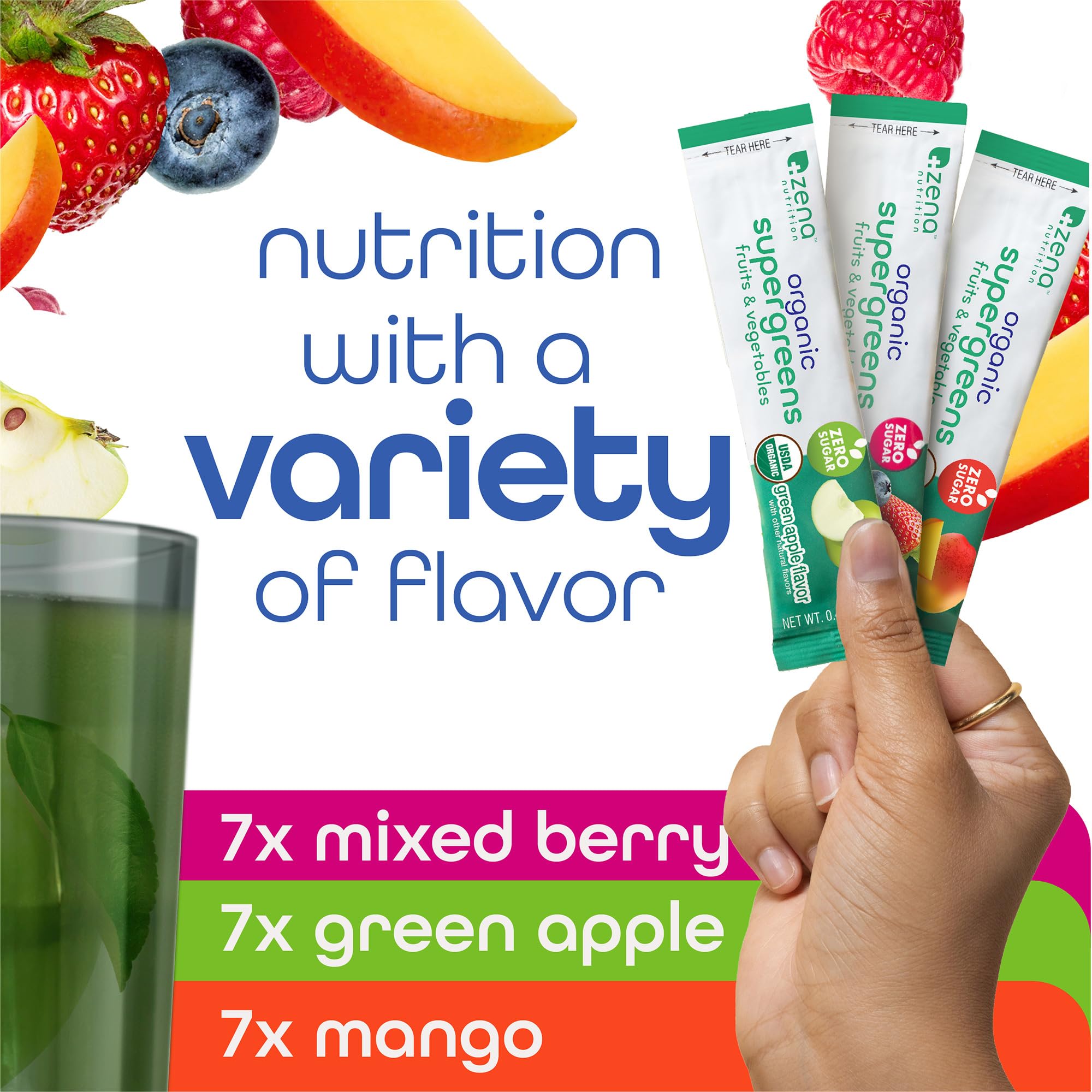 Zena Nutrition Green Apple flavor stick for a crisp, nutritious boost.