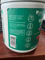 Zena Nutrition ingredient list close-up showing greens and prebiotics