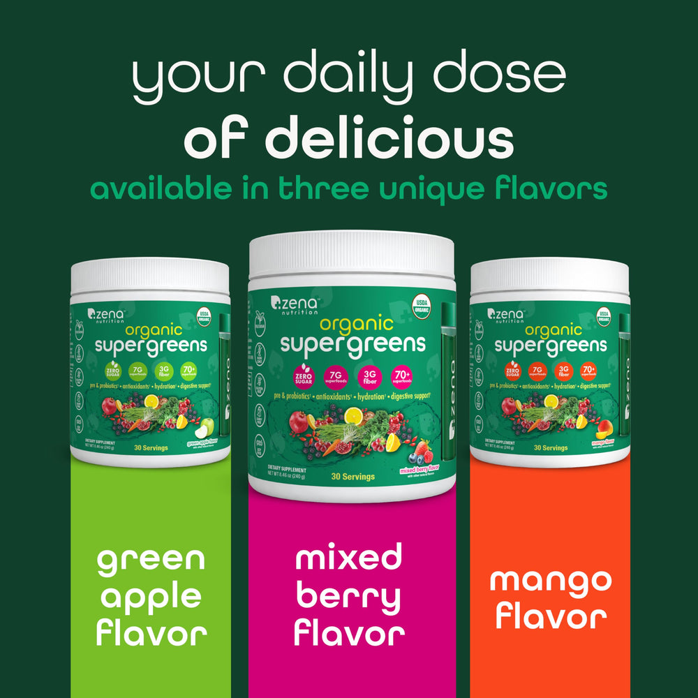Zena Nutrition 30 servings packaging highlighting convenient daily use
