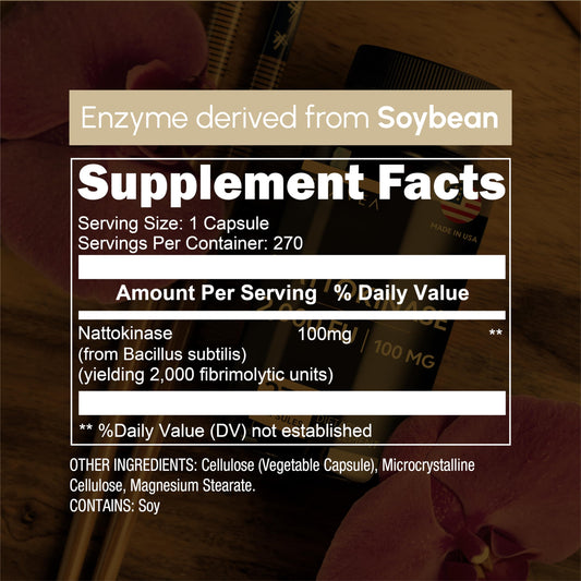 Zenavea nattokinase capsules closeup emphasizes 2000 FU potency for daily use.
