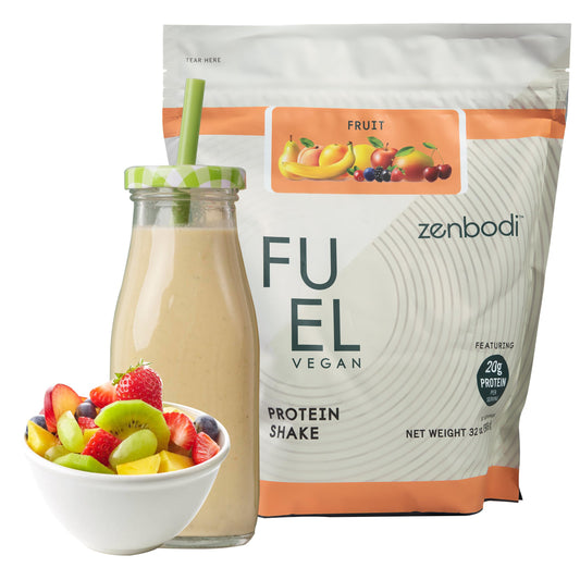 Zenbodi Fuel vegan protein bottle for on-the-go protein boosts after workouts