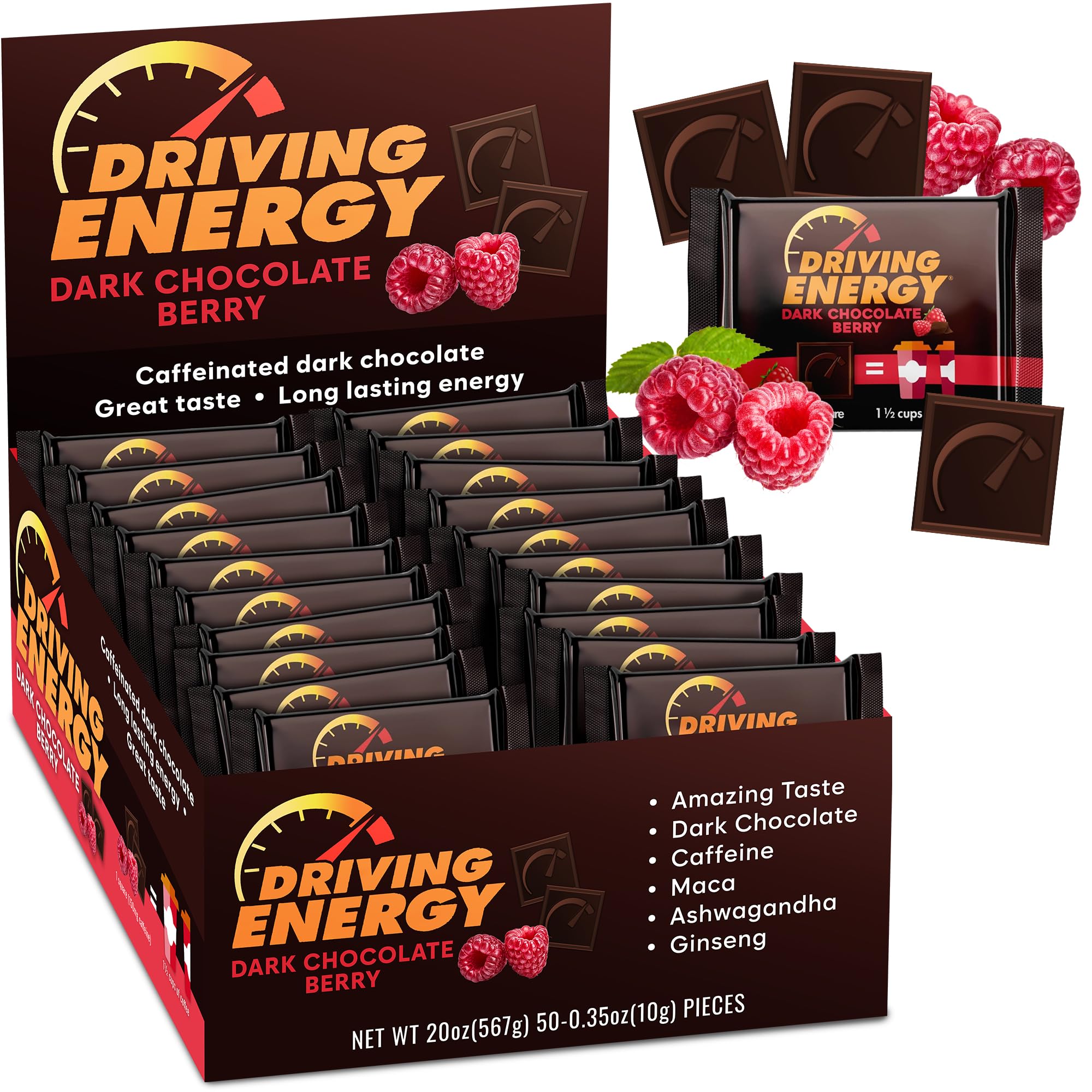 ZenEvo Driving Energy Bite with dark chocolate berry, perfect pre-workout fuel.