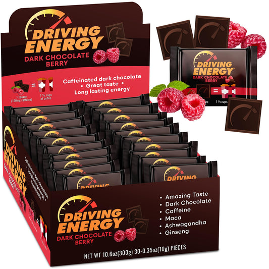 ZenEvo Driving Energy Bites packaging on shelf for on-the-go energy.