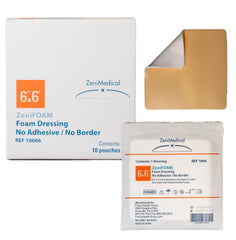 ZeniFOAM 6x6 no-border dressing demonstrates versatile absorption for heavy drainage.