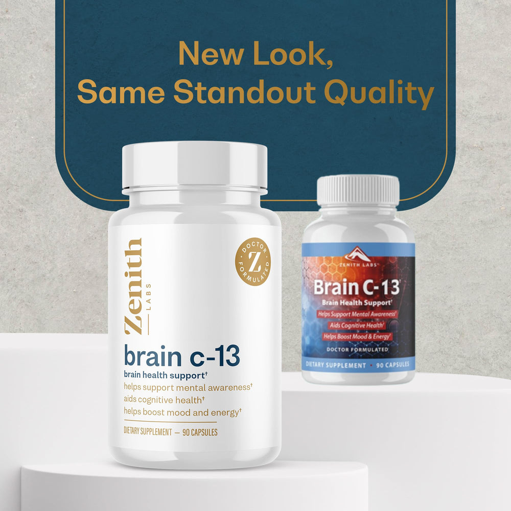 Zenith Labs Brain C-13 memory moments image suggests clearer recall in daily activities