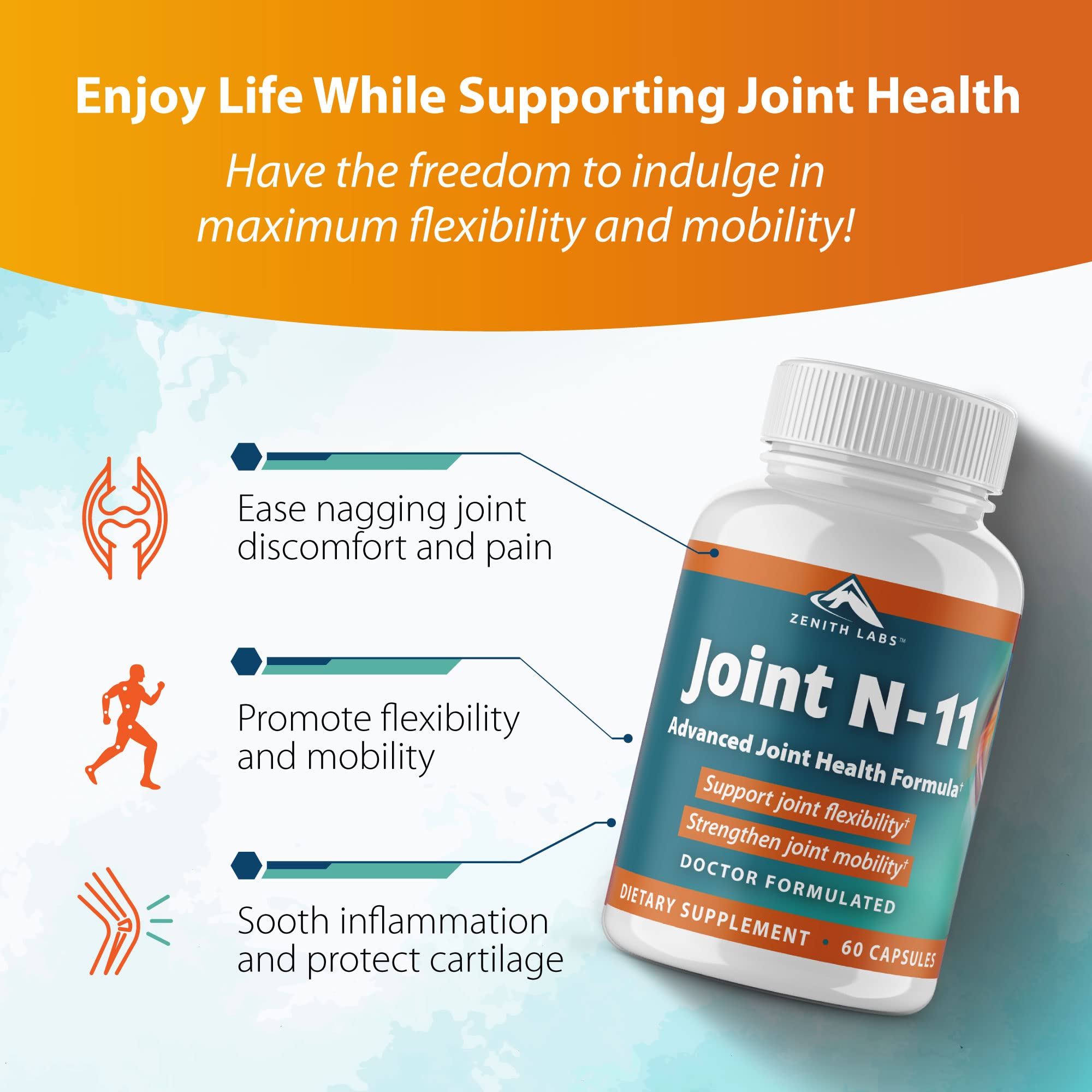 Zenith Labs Joint N-11 ingredients panel highlights Niacinamide.