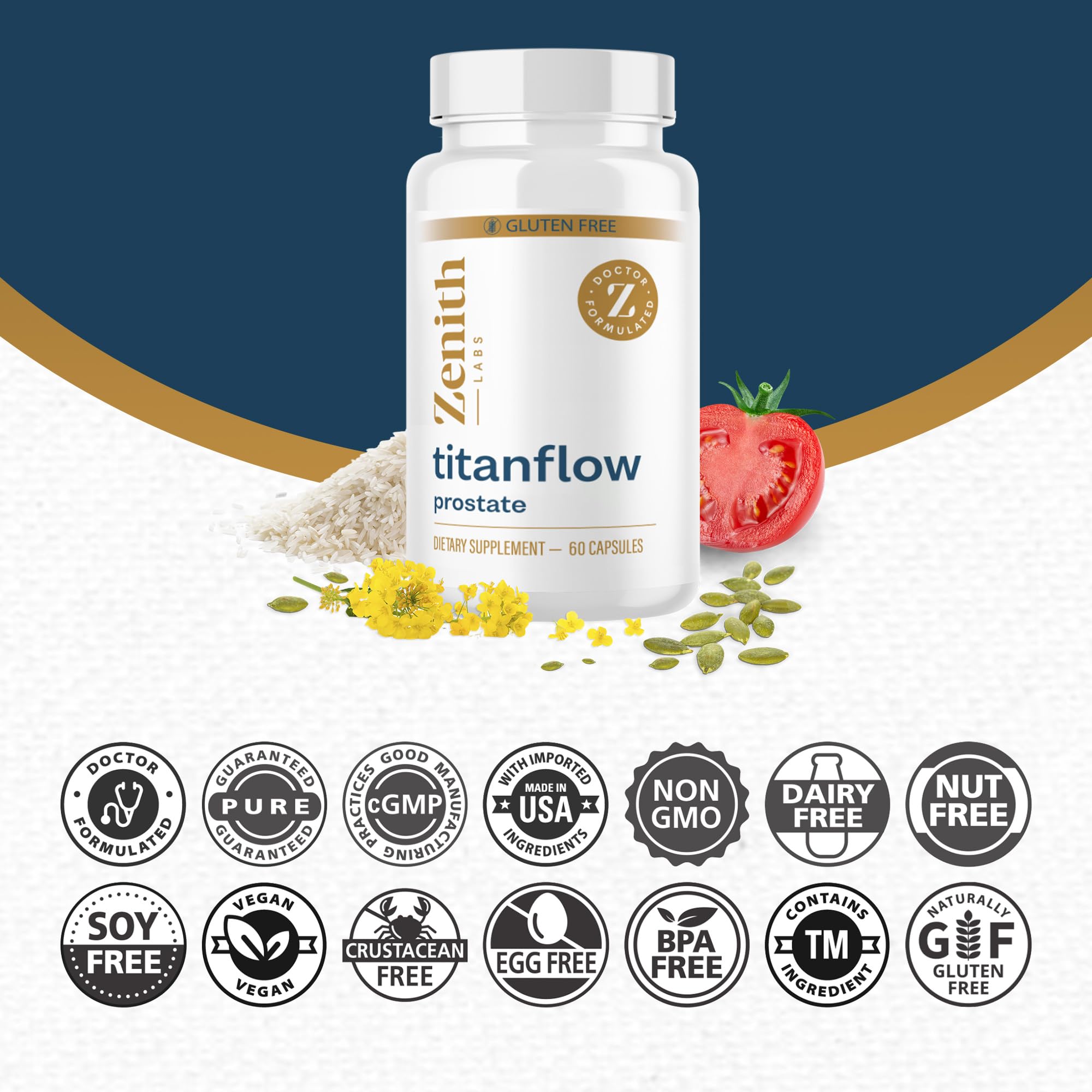 Zenith Labs TitanFlow packaging box on countertop showcasing 30-day supply