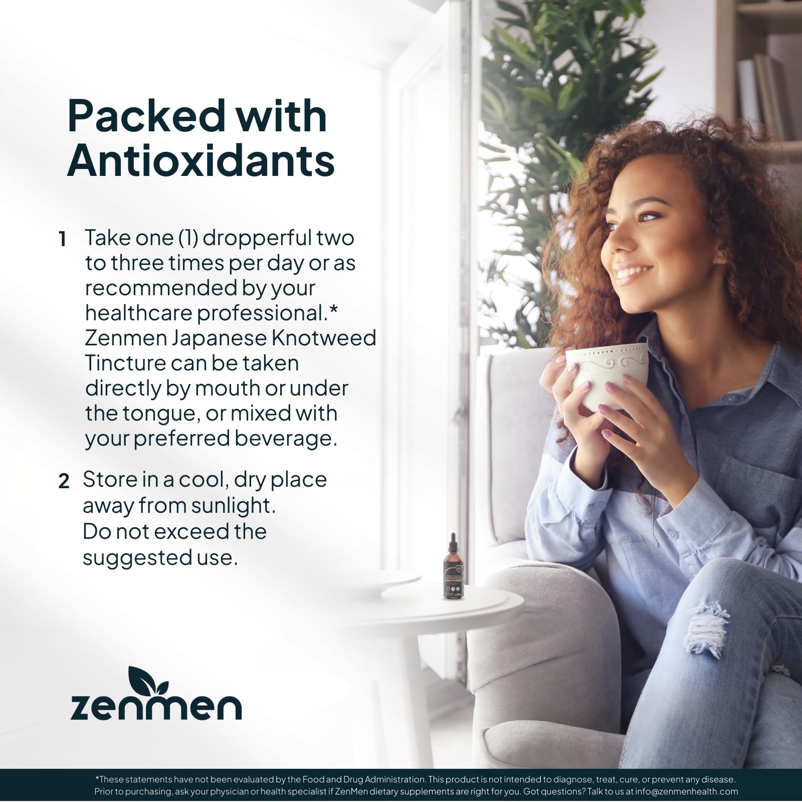 Close-up of Zenmen knotweed label highlighting organic content and potency.