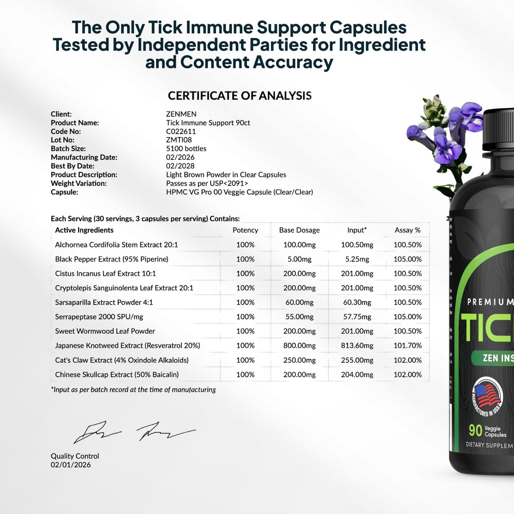 ZenMen Tick Immune packaging box showcases product benefits clearly.