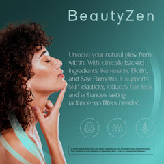 BeautyZen label close-up showing premium packaging details.