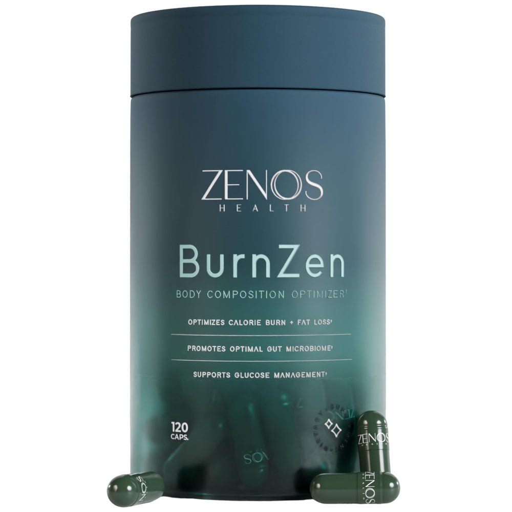 Zenos Health BurnZen bottle front view for daily metabolism support