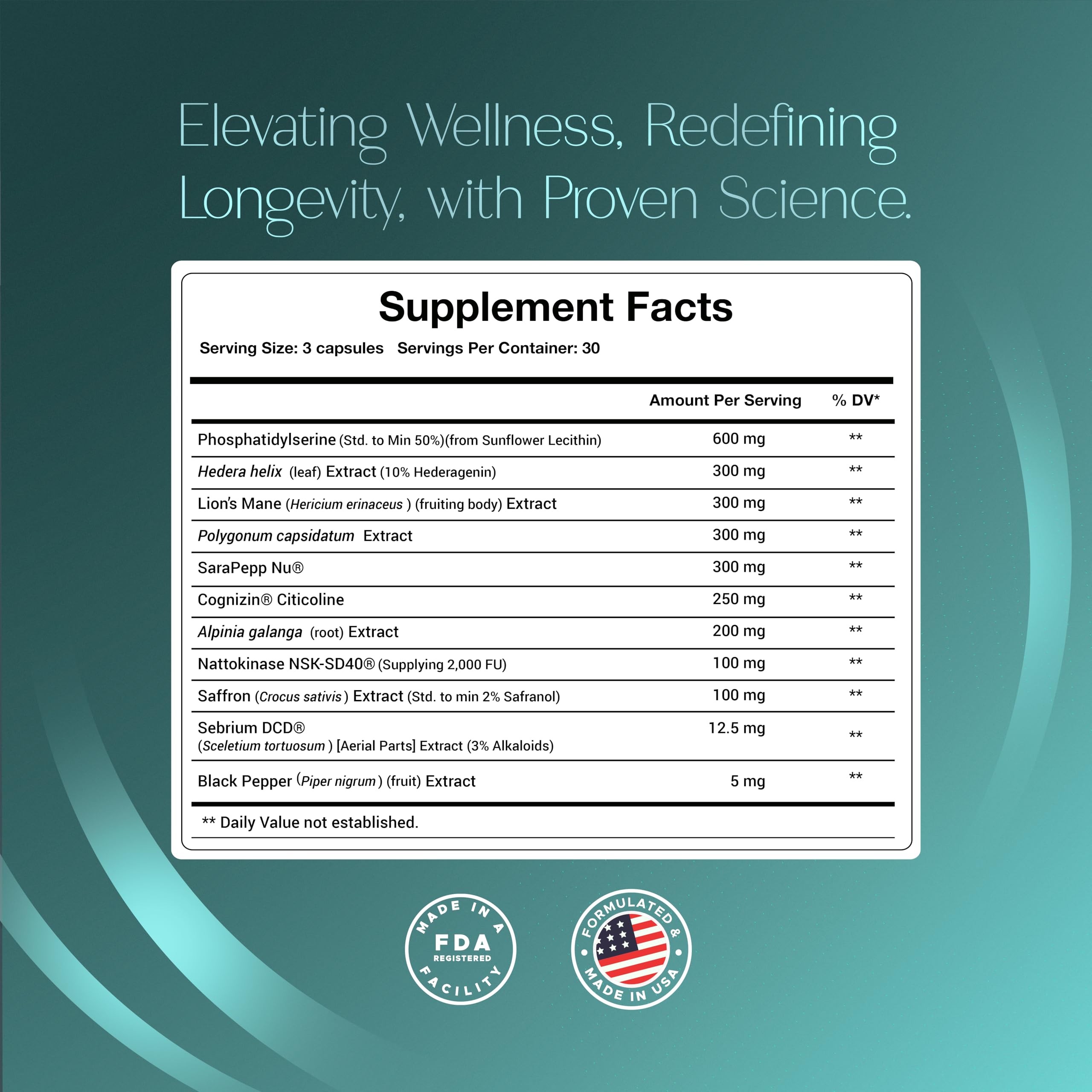 MoodZen phosphatidylserine-600mg label closeup emphasizing dose.