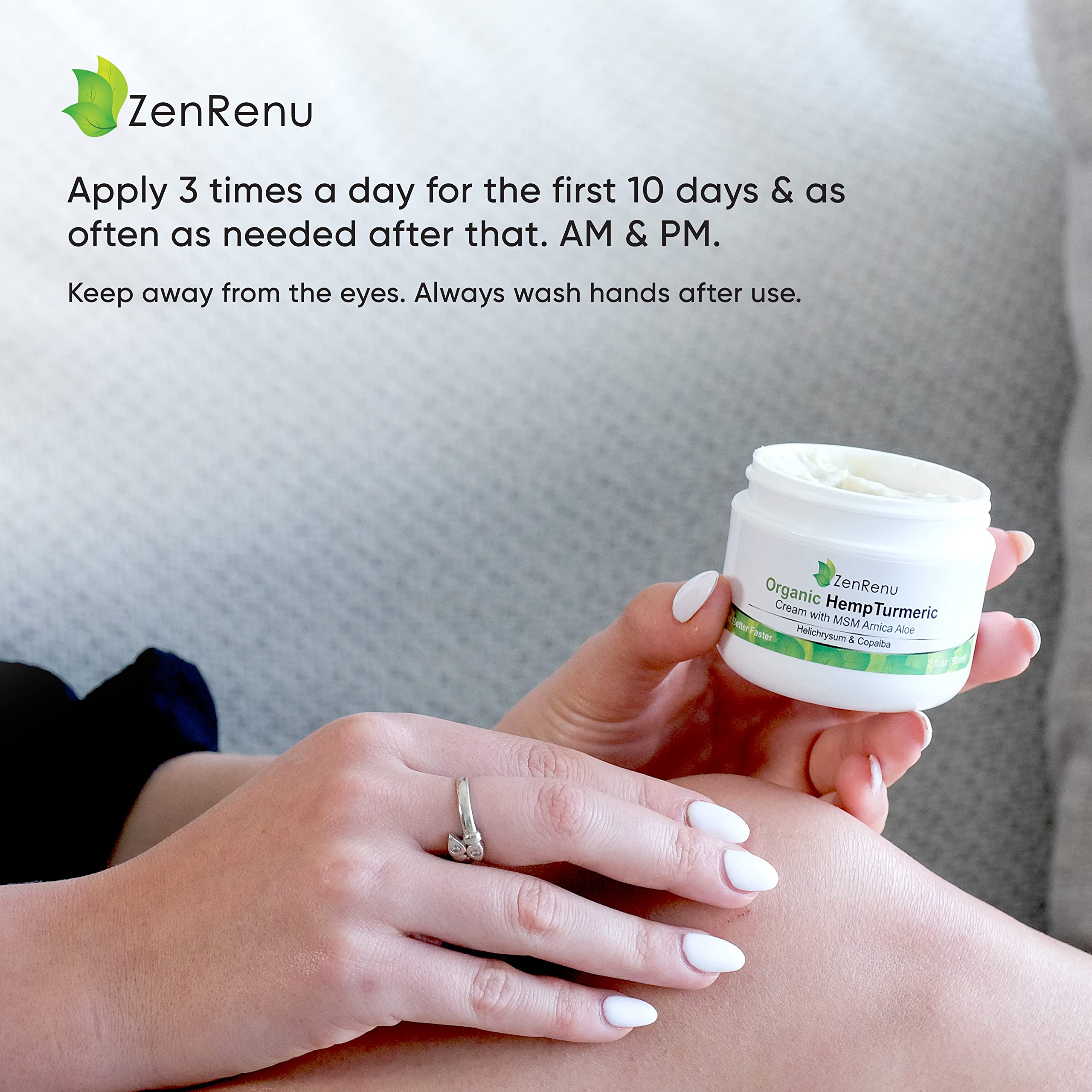 Zenrenu 4oz tub label closeup shows compact, travel-friendly size.