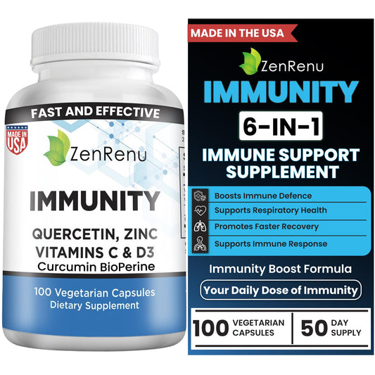 Zenrenu Immunity Quercetin bottle with 100 vegetarian capsules for daily support