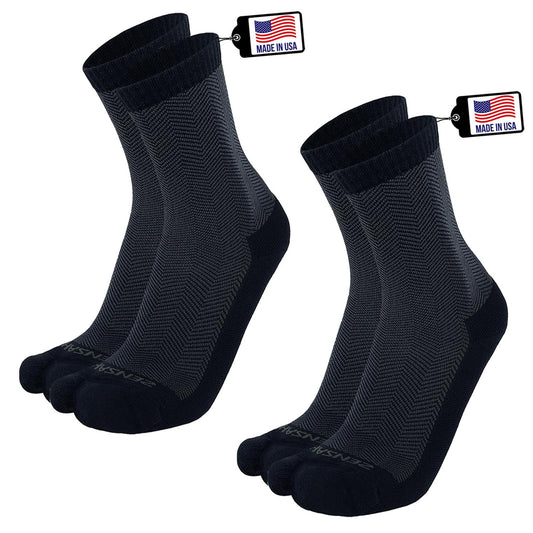 Zensah Bunion Ease Sock toe-separator close-up for smoother toe movement.