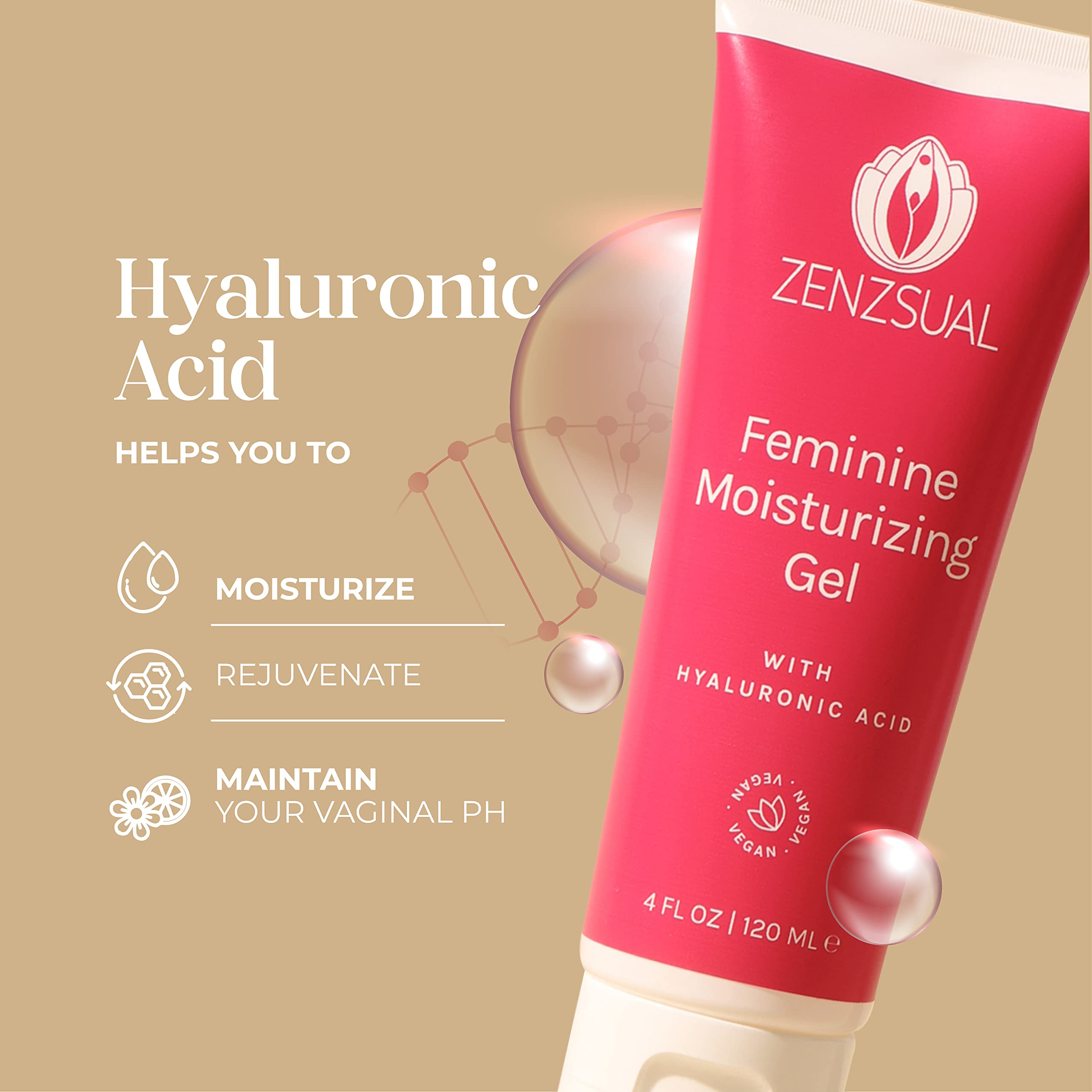 Close-up of hyaluronic acid gel texture with quick absorption.