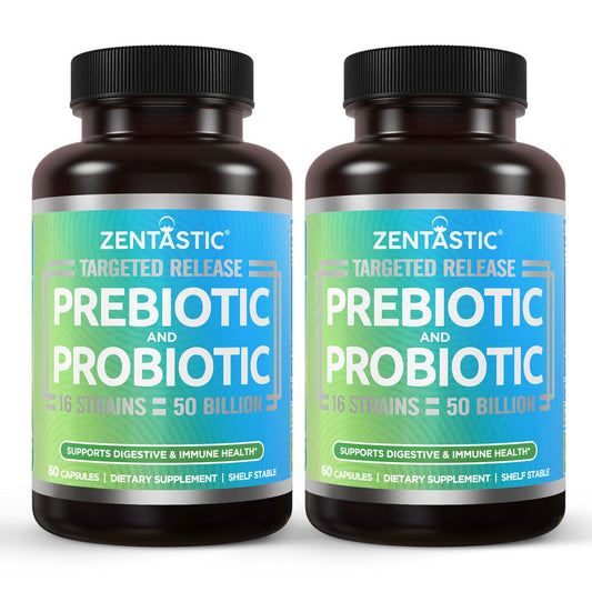 Zentastic Probiotics delayed-release bottle for gut-friendly support